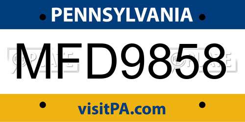 MFD9858 Pennsylvania License Plate
