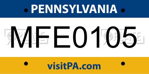 MFE0105 Pennsylvania License Plate