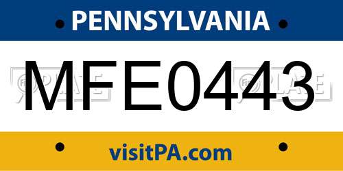 MFE0443 Pennsylvania License Plate