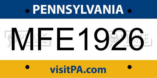 MFE1926 Pennsylvania License Plate
