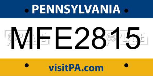MFE2815 Pennsylvania License Plate