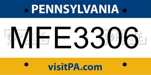 MFE3306 Pennsylvania License Plate