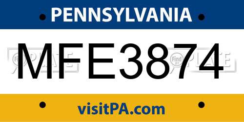 MFE3874 Pennsylvania License Plate
