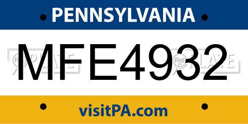 MFE4932 Pennsylvania License Plate