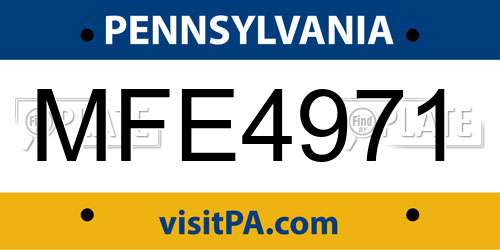 MFE4971 Pennsylvania License Plate