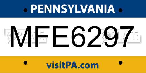 MFE6297 Pennsylvania License Plate