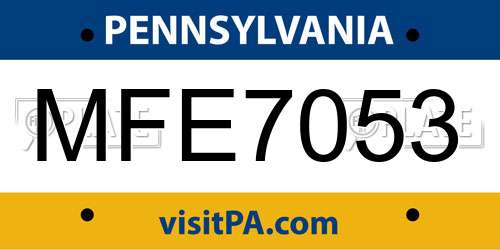 MFE7053 Pennsylvania License Plate