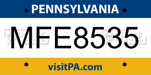 MFE8535 Pennsylvania License Plate