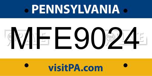 MFE9024 Pennsylvania License Plate