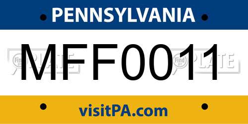 MFF0011 Pennsylvania License Plate