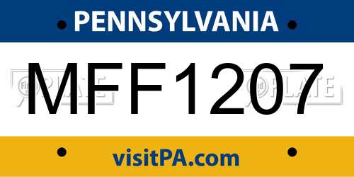 MFF1207 Pennsylvania License Plate
