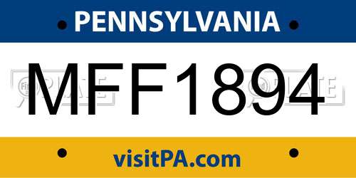 MFF1894 Pennsylvania License Plate