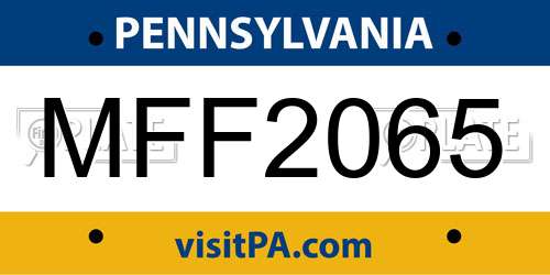 MFF2065 Pennsylvania License Plate