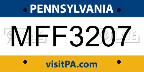 MFF3207 Pennsylvania License Plate