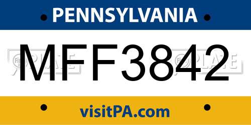 MFF3842 Pennsylvania License Plate