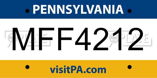 MFF4212 Pennsylvania License Plate