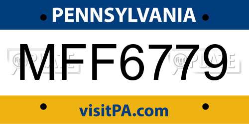 MFF6779 Pennsylvania License Plate