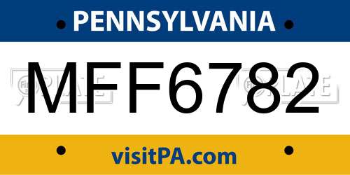 MFF6782 Pennsylvania License Plate