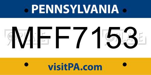 MFF7153 Pennsylvania License Plate