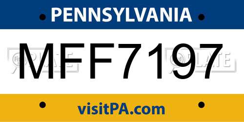 MFF7197 Pennsylvania License Plate