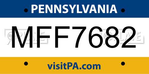 MFF7682 Pennsylvania License Plate