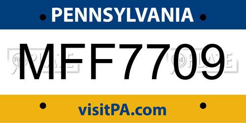 MFF7709 Pennsylvania License Plate