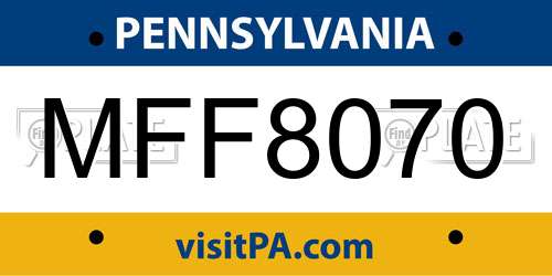 MFF8070 Pennsylvania License Plate
