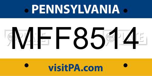 MFF8514 Pennsylvania License Plate