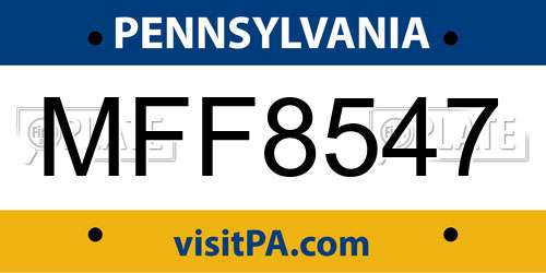 MFF8547 Pennsylvania License Plate
