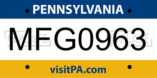 MFG0963 Pennsylvania License Plate