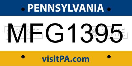 MFG1395 Pennsylvania License Plate