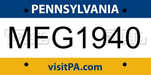 MFG1940 Pennsylvania License Plate