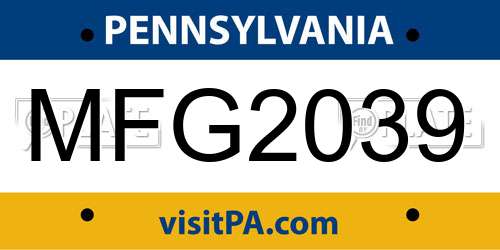 MFG2039 Pennsylvania License Plate