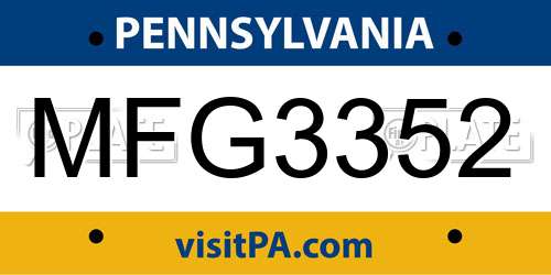 MFG3352 Pennsylvania License Plate