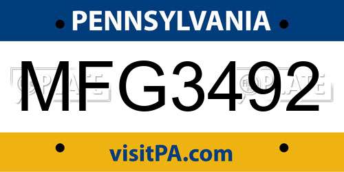 MFG3492 Pennsylvania License Plate