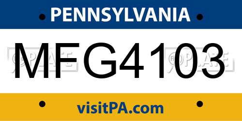 MFG4103 Pennsylvania License Plate
