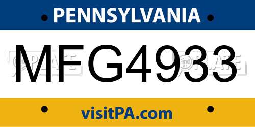 MFG4933 Pennsylvania License Plate