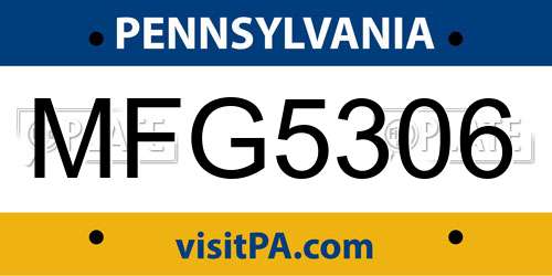 MFG5306 Pennsylvania License Plate