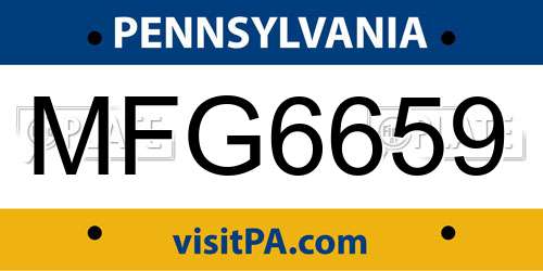 MFG6659 Pennsylvania License Plate