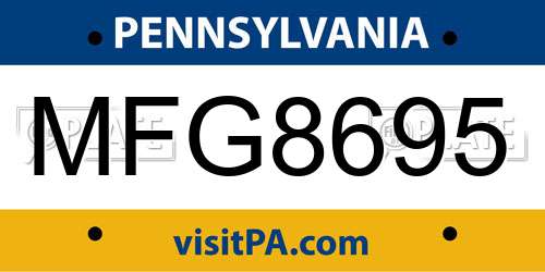 MFG8695 Pennsylvania License Plate