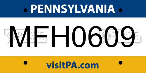 MFH0609 Pennsylvania License Plate
