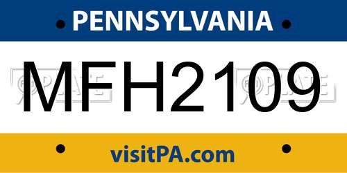 MFH2109 Pennsylvania License Plate