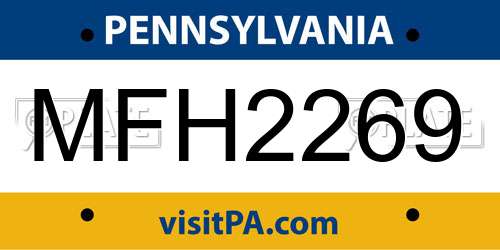 MFH2269 Pennsylvania License Plate