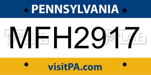MFH2917 Pennsylvania License Plate