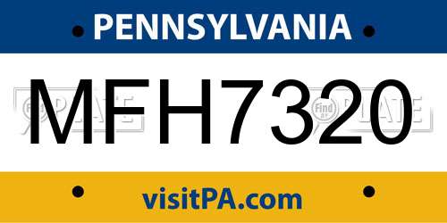 MFH7320 Pennsylvania License Plate