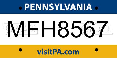 MFH8567 Pennsylvania License Plate