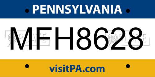 MFH8628 Pennsylvania License Plate