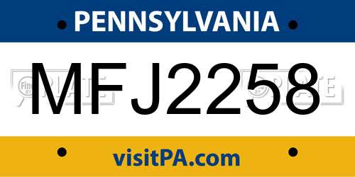 MFJ2258 Pennsylvania License Plate