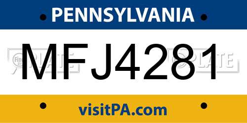 MFJ4281 Pennsylvania License Plate