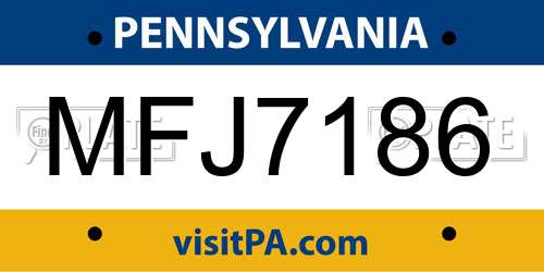 MFJ7186 Pennsylvania License Plate